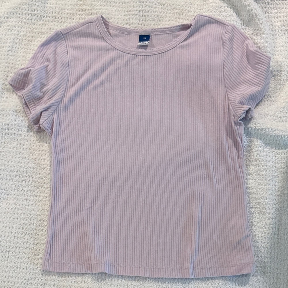 Old Navy Light Purple Ribbed Short Sleeve Tee